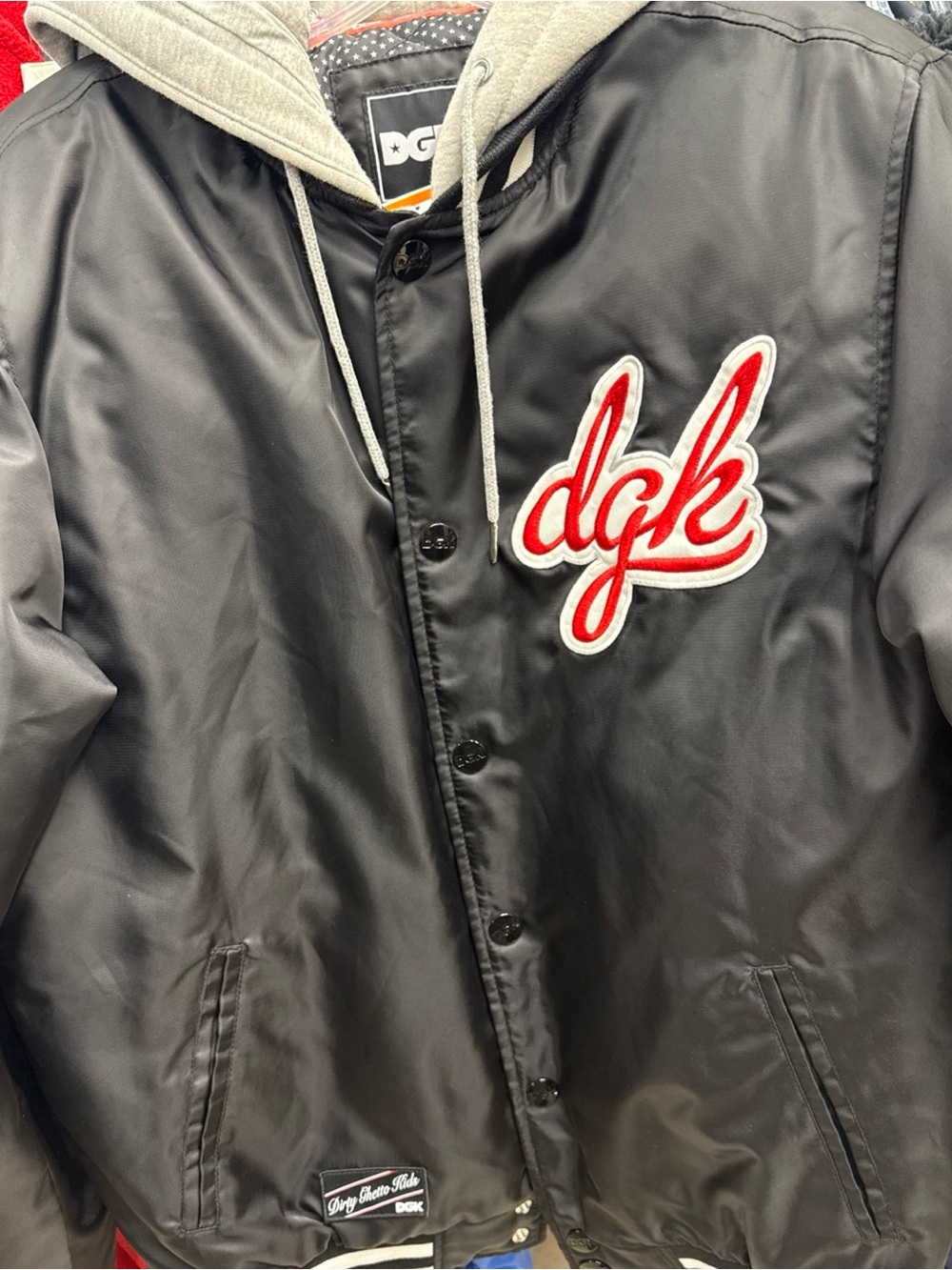 DGK Black Hooded Varsity Jacket with Red Logo #skater